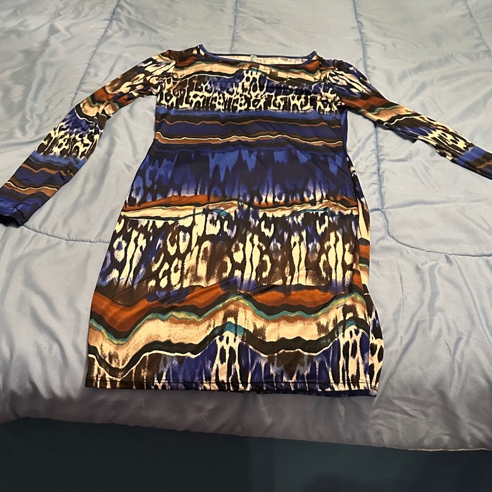 Multicolor Patterned Women's Dress